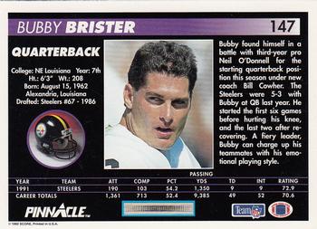 1992 Pinnacle #147 Bubby Brister Back