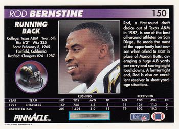 1992 Pinnacle #150 Rod Bernstine Back
