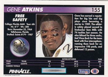 1992 Pinnacle #155 Gene Atkins Back