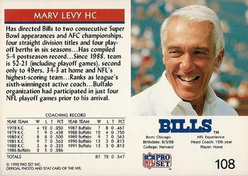 1992 Pro Set #108 Marv Levy Back