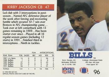 1992 Pro Set #96 Kirby Jackson Back