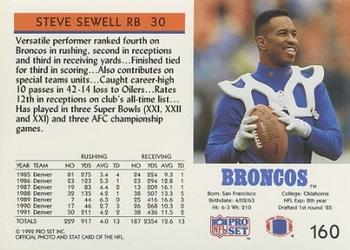 1992 Pro Set #160 Steve Sewell Back