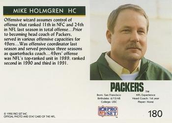 1992 Pro Set #180 Mike Holmgren Back