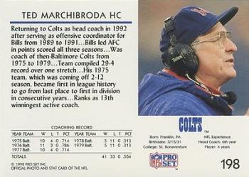 1992 Pro Set #198 Ted Marchibroda Back