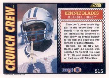 1992 Score #515 Bennie Blades Back