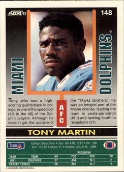 1992 Score #148 Tony Martin Back