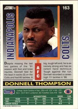 1992 Score #163 Donnell Thompson Back