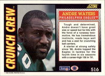 1992 Score #516 Andre Waters Back