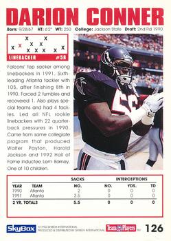 1992 SkyBox Impact #126 Darion Conner Back