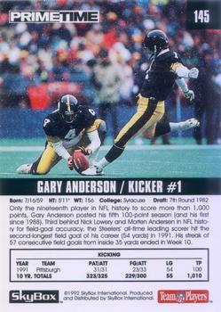 1992 SkyBox Prime Time #145 Gary Anderson Back