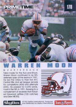 1992 SkyBox Prime Time #178 Warren Moon Back