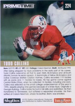 1992 SkyBox Prime Time #224 Todd Collins Back