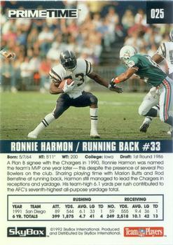1992 SkyBox Prime Time #025 Ronnie Harmon Back