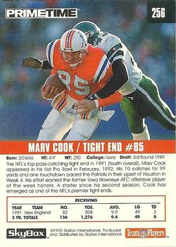 1992 SkyBox Prime Time #256 Marv Cook Back