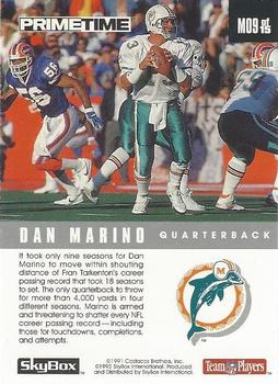 1992 SkyBox Prime Time - Poster Cards #M09 Dan Marino Back