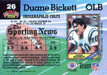 1992 Stadium Club #26 Duane Bickett Back