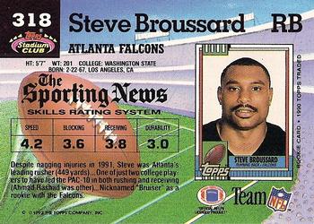 1992 Stadium Club #318 Steve Broussard Back