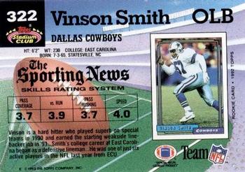 1992 Stadium Club #322 Vinson Smith Back