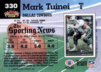 1992 Stadium Club #330 Mark Tuinei Back