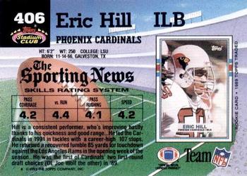 1992 Stadium Club #406 Eric Hill Back