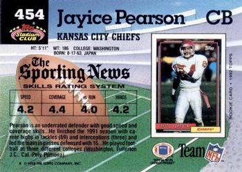 1992 Stadium Club #454 Jayice Pearson Back
