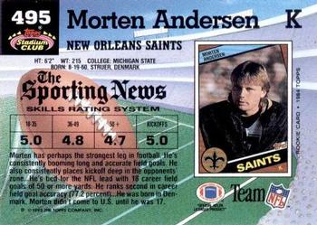 1992 Stadium Club #495 Morten Andersen Back