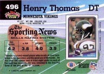 1992 Stadium Club #496 Henry Thomas Back