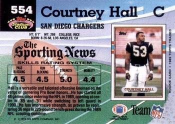 1992 Stadium Club #554 Courtney Hall Back