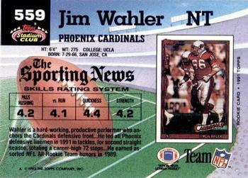1992 Stadium Club #559 Jim Wahler Back