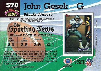 1992 Stadium Club #578 John Gesek Back