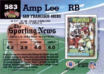 1992 Stadium Club #583 Amp Lee Back