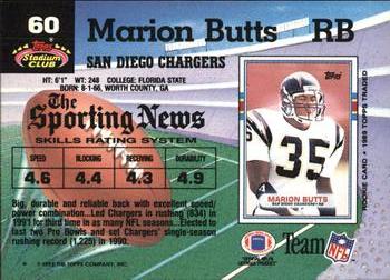 1992 Stadium Club #60 Marion Butts Back