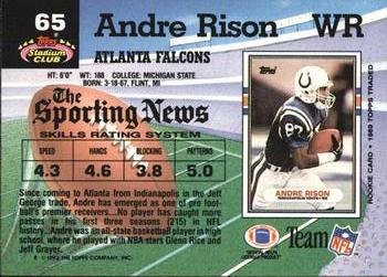1992 Stadium Club #65 Andre Rison Back