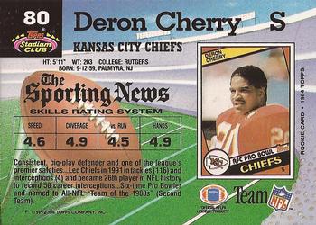 1992 Stadium Club #80 Deron Cherry Back