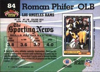1992 Stadium Club #84 Roman Phifer Back