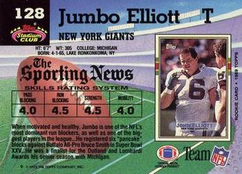 1992 Stadium Club #128 Jumbo Elliott Back