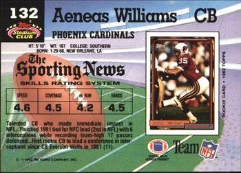 1992 Stadium Club #132 Aeneas Williams Back