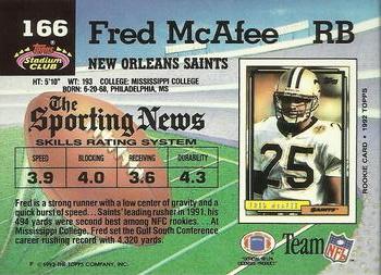 1992 Stadium Club #166 Fred McAfee Back