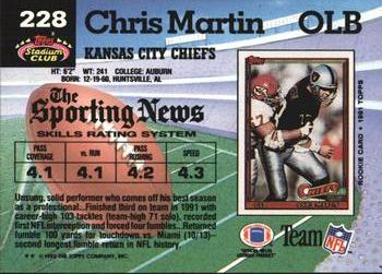 1992 Stadium Club #228 Chris Martin Back