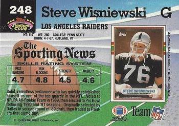 1992 Stadium Club #248 Steve Wisniewski Back