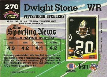 1992 Stadium Club #270 Dwight Stone Back