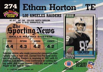 1992 Stadium Club #274 Ethan Horton Back