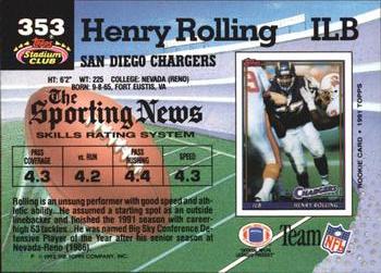 1992 Stadium Club #353 Henry Rolling Back