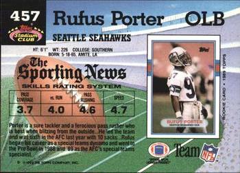 1992 Stadium Club #457 Rufus Porter Back