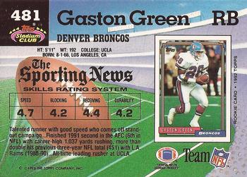 1992 Stadium Club #481 Gaston Green Back