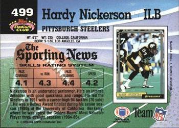 1992 Stadium Club #499 Hardy Nickerson Back