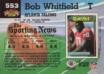 1992 Stadium Club #553 Bob Whitfield Back