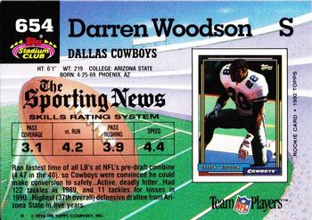 1992 Stadium Club #654 Darren Woodson Back