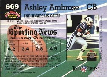 1992 Stadium Club #669 Ashley Ambrose Back