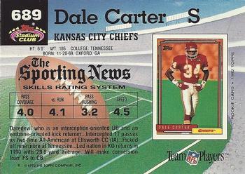 1992 Stadium Club #689 Dale Carter Back